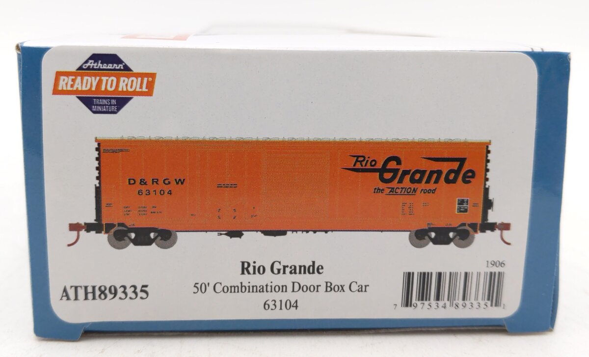 Athearn 89335 HO D&RGW RTR 50' Combo Door Boxcar #63104