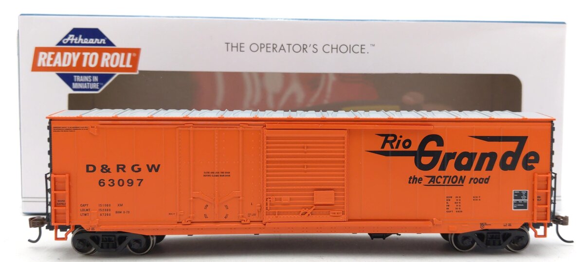 Athearn 89334 HO D&RGW RTR 50' Combo Door Boxcar #63097