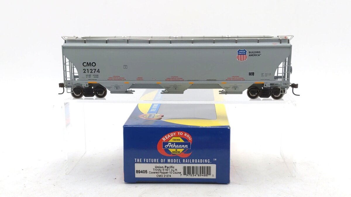 Athearn 89405 HO Scale UP/CMO Trinity 3-Bay Covered Hopper #21274