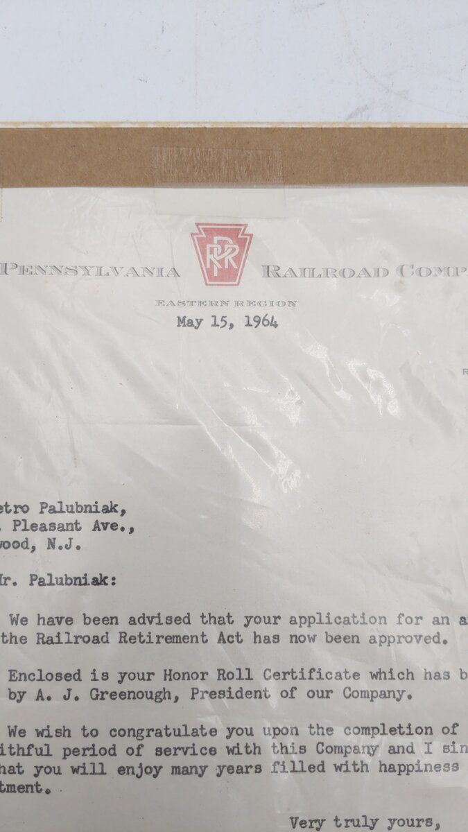 Pennsylvania Railroad Vintage Roll of Honor Dedication of Service Certificate EX