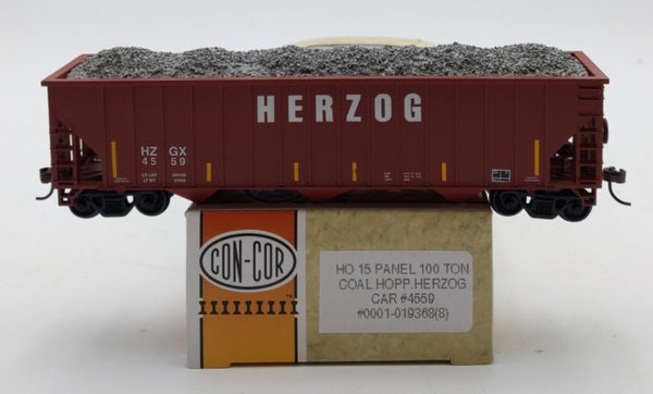 Con-Cor 0001-019368 HO Scale Herzog 15 Panel 100 Ton Coal Hopper