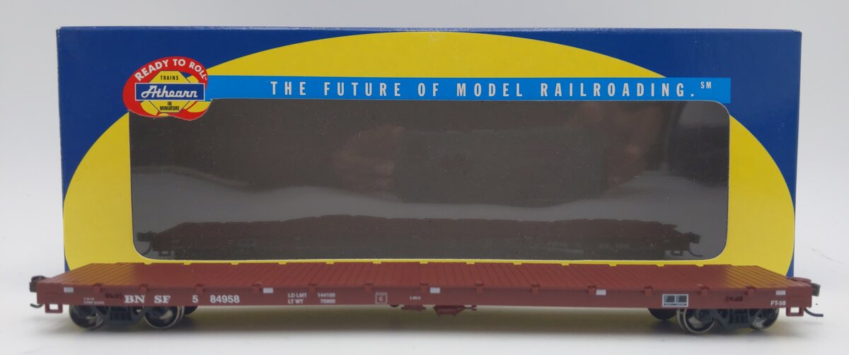 Athearn 92683 HO Burlington Northern Santa Fe 60' RTR Flat Car #584958