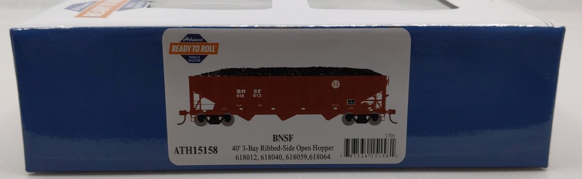Athearn ATH15158 HO BNSF RTR 40' 3-Bay Ribbed Hopper with Load (Pack of 4)