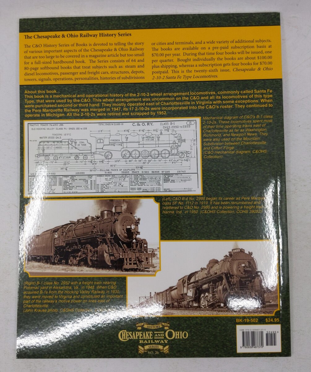 Chesapeake & Ohio 2-10-2 Santa Fe Type Steam Locomotives Paperback Book EX