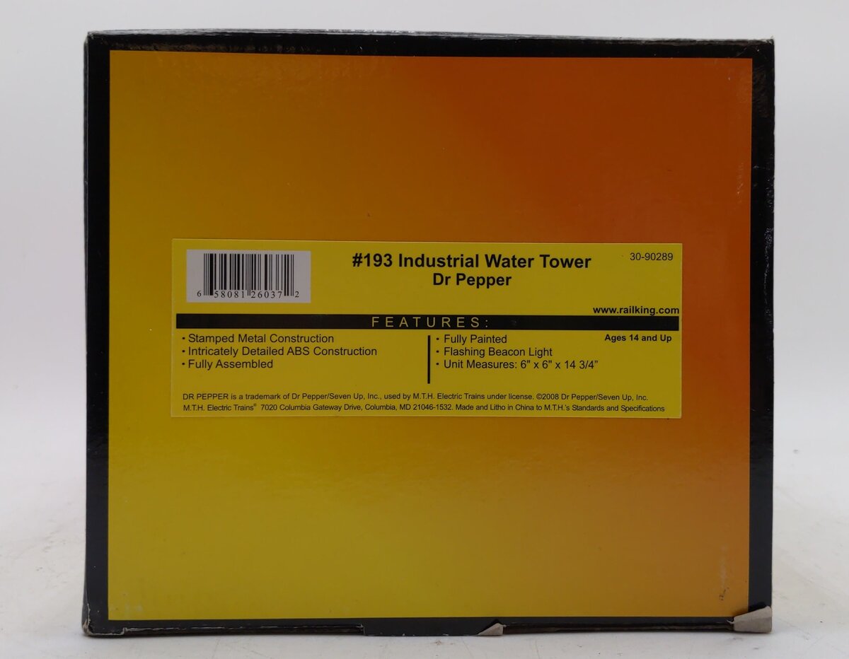 MTH 30-90289 O Scale Dr Pepper #193 Industrial Water Tower