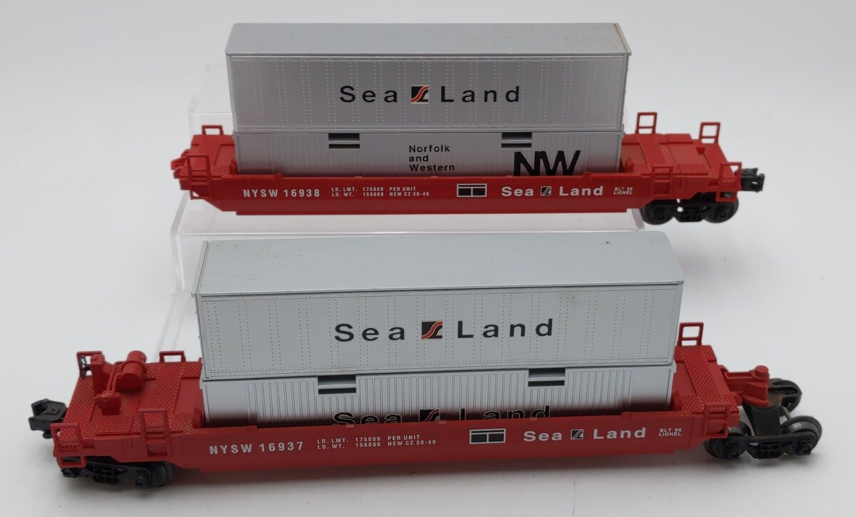 Lionel 6-16936 O Gauge Susquehanna Sea Land Maxi-Stack Flatcars w/ Trailer Cars