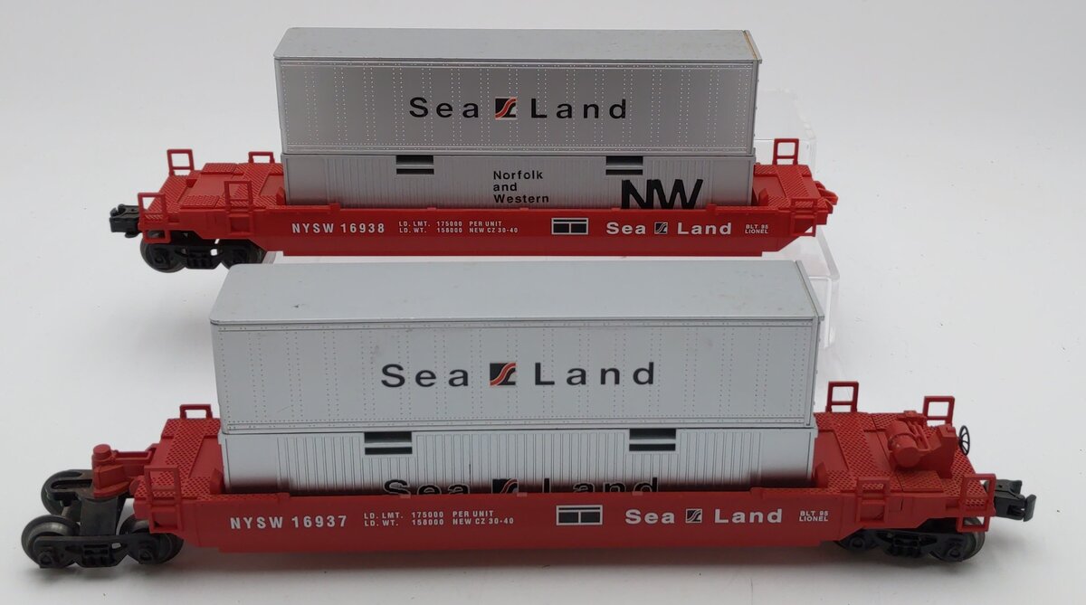 Lionel 6-16936 O Gauge Susquehanna Sea Land Maxi-Stack Flatcars w/ Trailer Cars