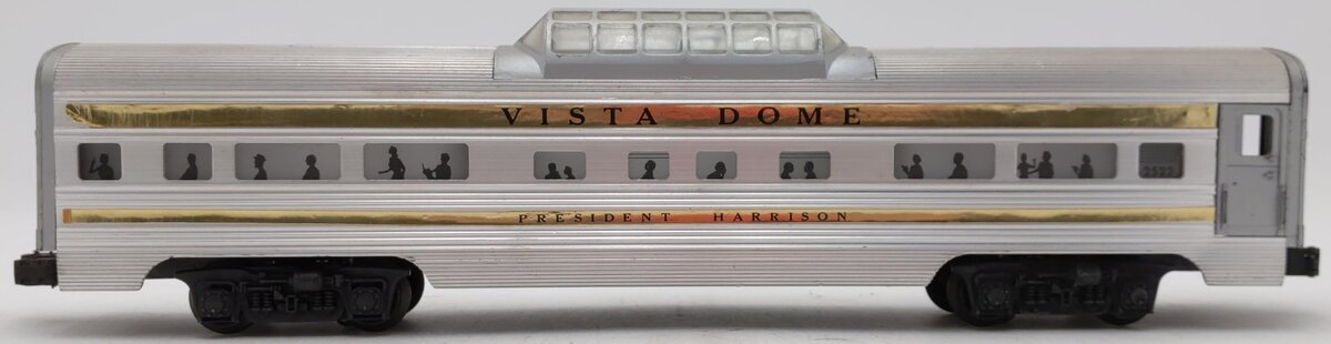 Lionel 2522 Vintage O President Harrison Gold Strip Aluminum Vista Dome Car VG