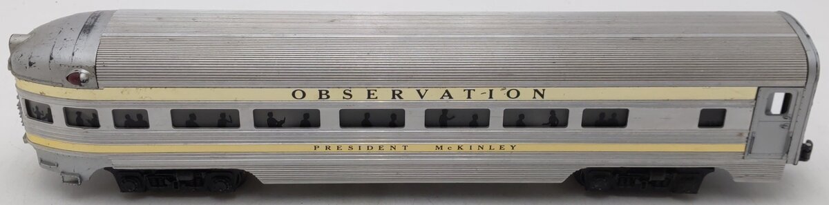 Lionel 2521 Vintage O President McKinley Gold Stripe Aluminum Observation Car VG