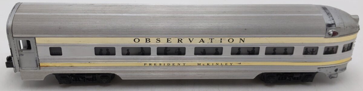 Lionel 2521 Vintage O President McKinley Gold Stripe Aluminum Observation Car VG