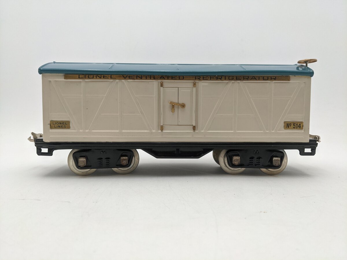 Lionel 514 Vintage Standard Gauge Tinplate Ivory/Peacock Refrigerator Car