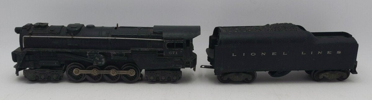 Lionel 671 Vintage O 6-8-6 Die-Cast Steam Turbine Locomotive w/2046W Tender VG