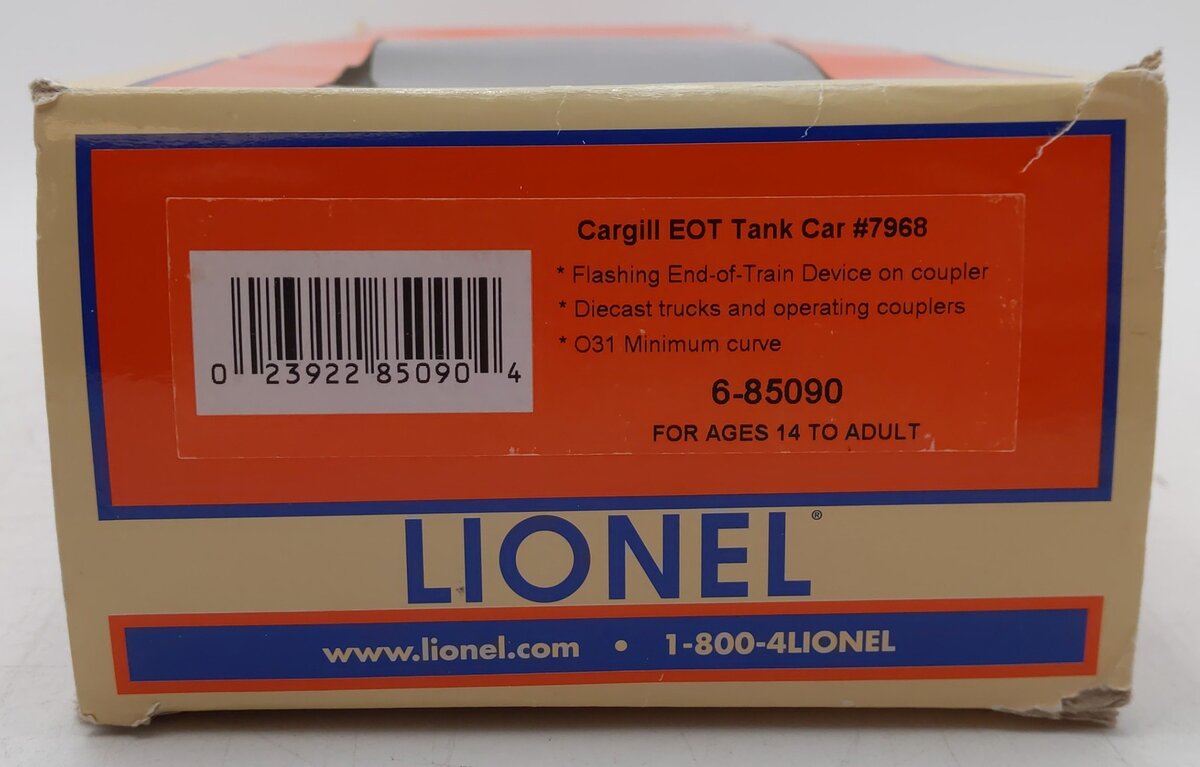 Lionel 6-85090 O Cargil Foods 30K Tank Car with End of Train Device #7968