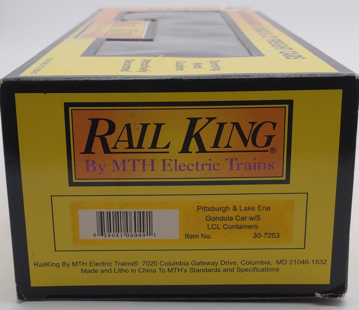 MTH 30-7253 O Gauge Pittsburgh & Lake Erie Gondola Car #40582 w/5 LCL Containers LN/Box