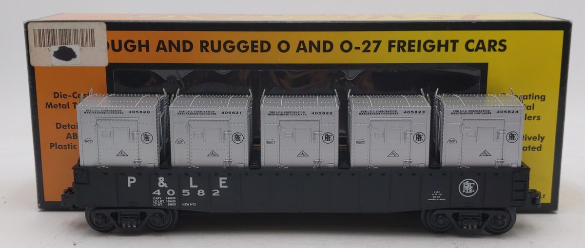MTH 30-7253 O Gauge Pittsburgh & Lake Erie Gondola Car #40582 w/5 LCL Containers LN/Box