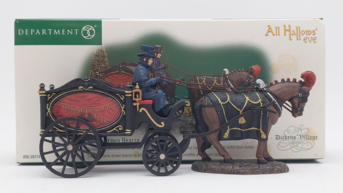 Dept 56 58574 Dickens' Village Hallows' Eve Horse Drawn Hearse EX/Box