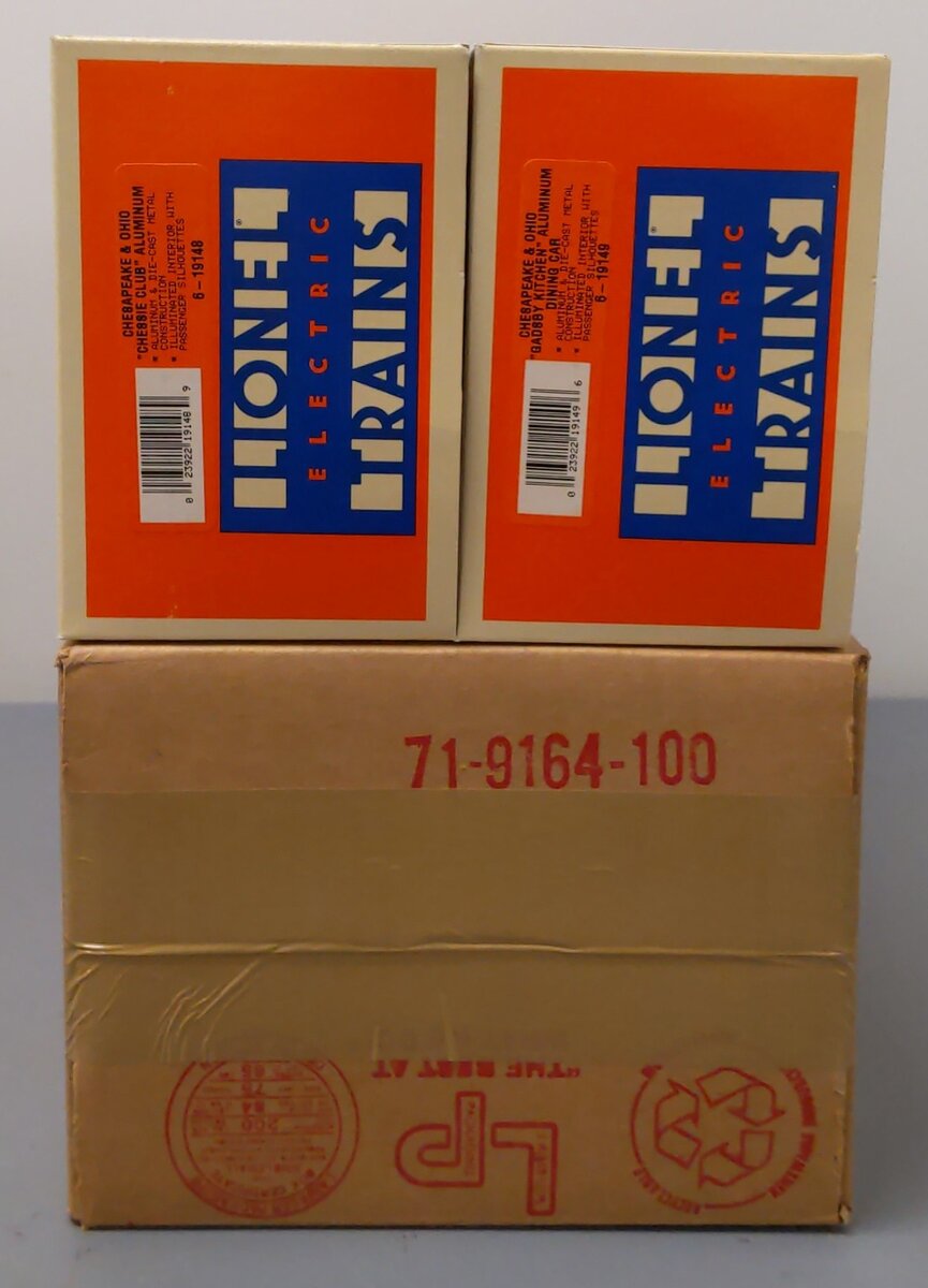 Lionel 6-19164 O Chesapeake & Ohio Chessie Club Aluminum Passenger Car Set EX/Box