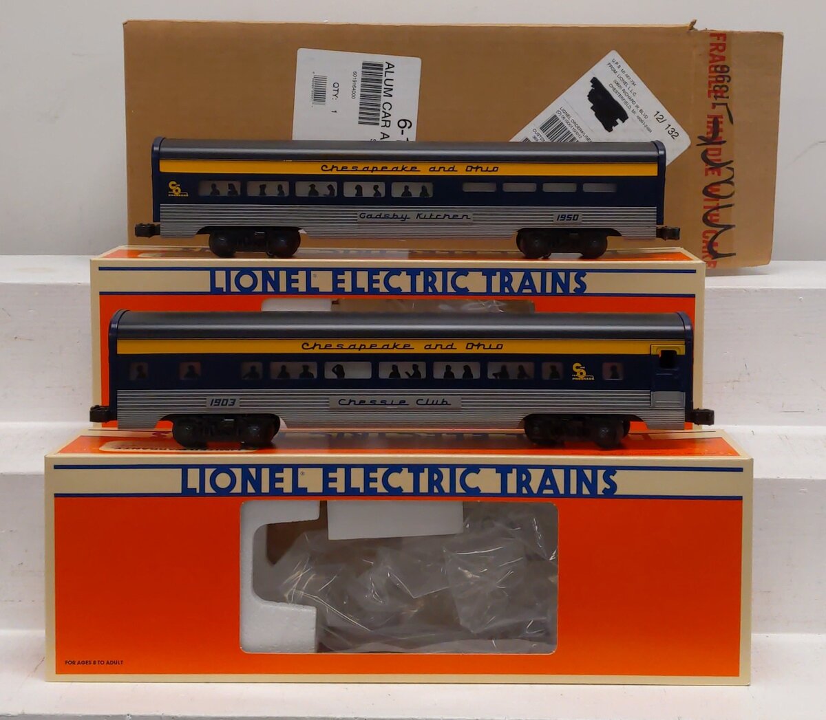 Lionel 6-19164 O Chesapeake & Ohio Chessie Club Aluminum Passenger Car Set EX/Box