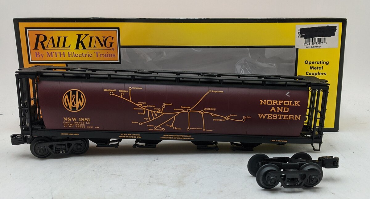 MTH 30-75228 Norfolk & Western 4-Bay Cylindrical Hopper Car VG/Box