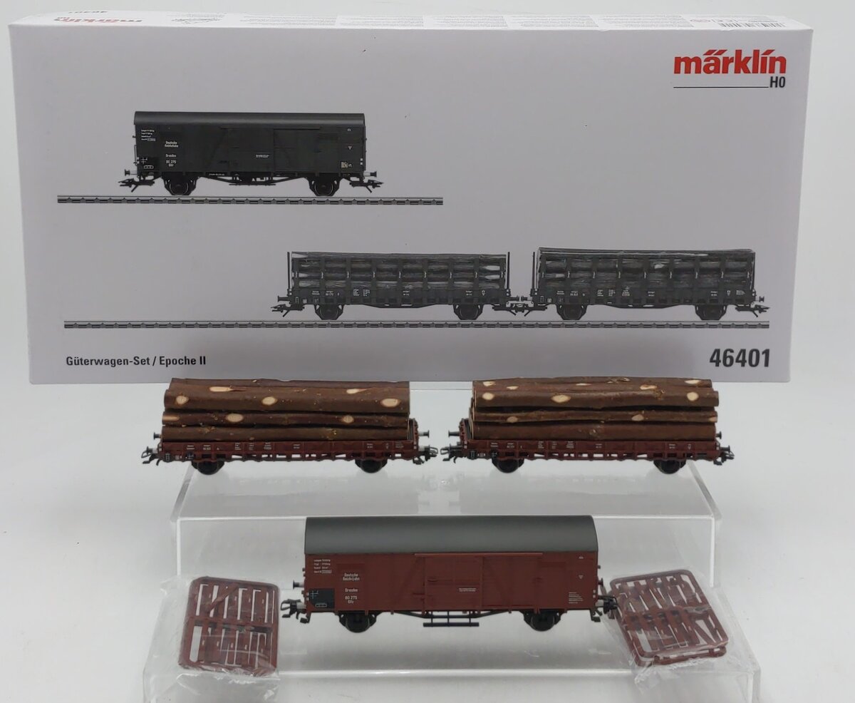 Marklin 46401 HO German Imperial Railroad DR Era II Freight Car Set - 3-Rail