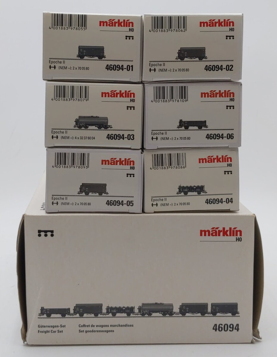 Marklin 46094 HO Scale German Imperial Railway 6 Car Freight Set