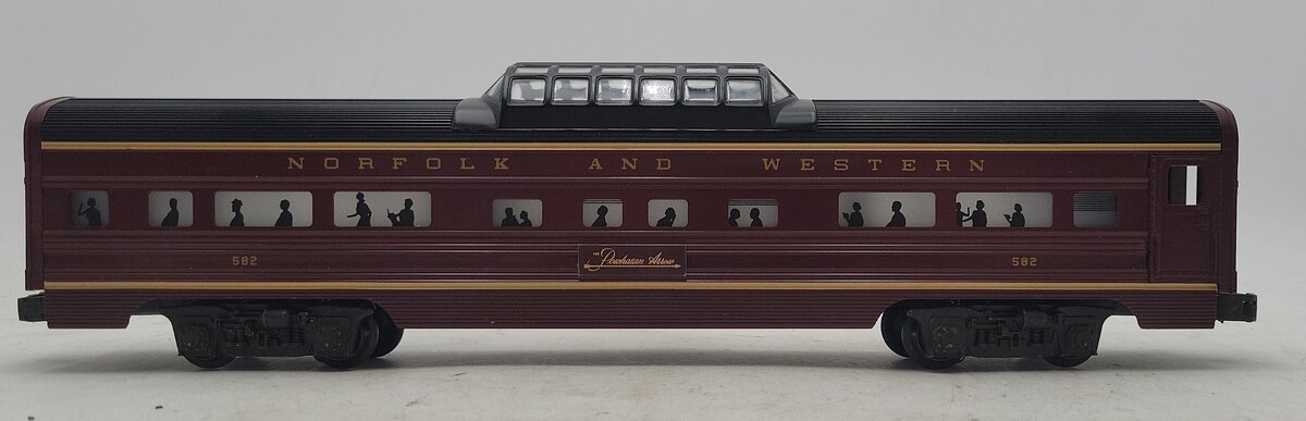 Lionel 6-9567 O Gauge Norfolk & Western Aluminum Vista Dome Car #582 EX