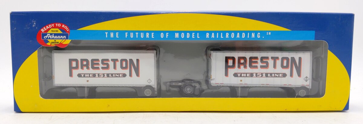 Athearn 91049 HO Preston Two 28' Wedge Trailers & Dolly (Set of 2)