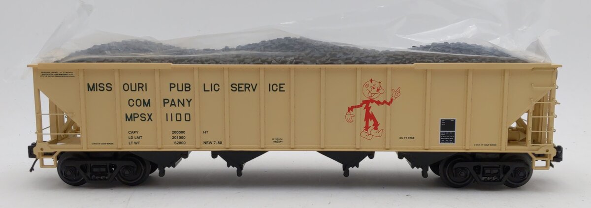 MTH 20-97902 O Missouri Public Service Premier 4-Bay Hopper Car w/ Coal Load