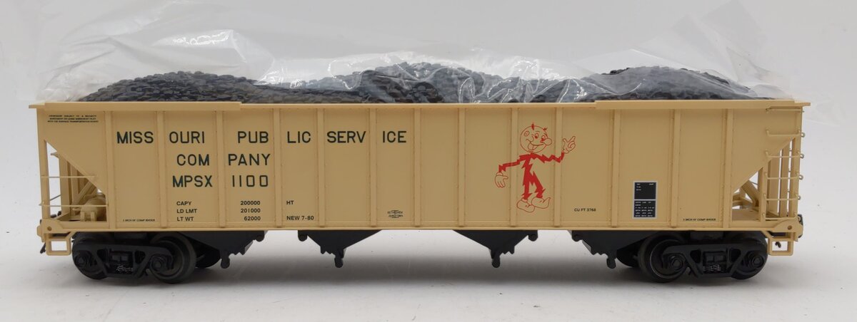 MTH 20-97902 O Missouri Public Service Premier 4-Bay Hopper Car w/ Coal Load