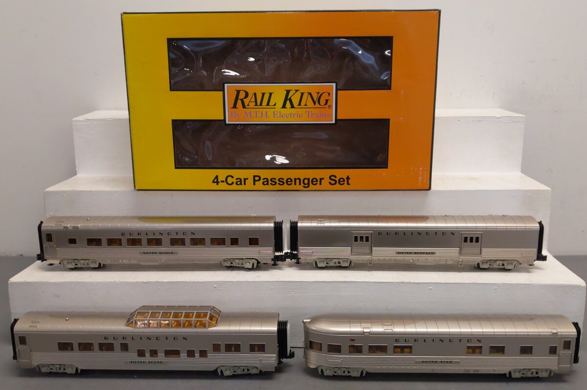 MTH 30-68225 O Burlington 4-Car 60' Streamlined Passenger Set LN/Box
