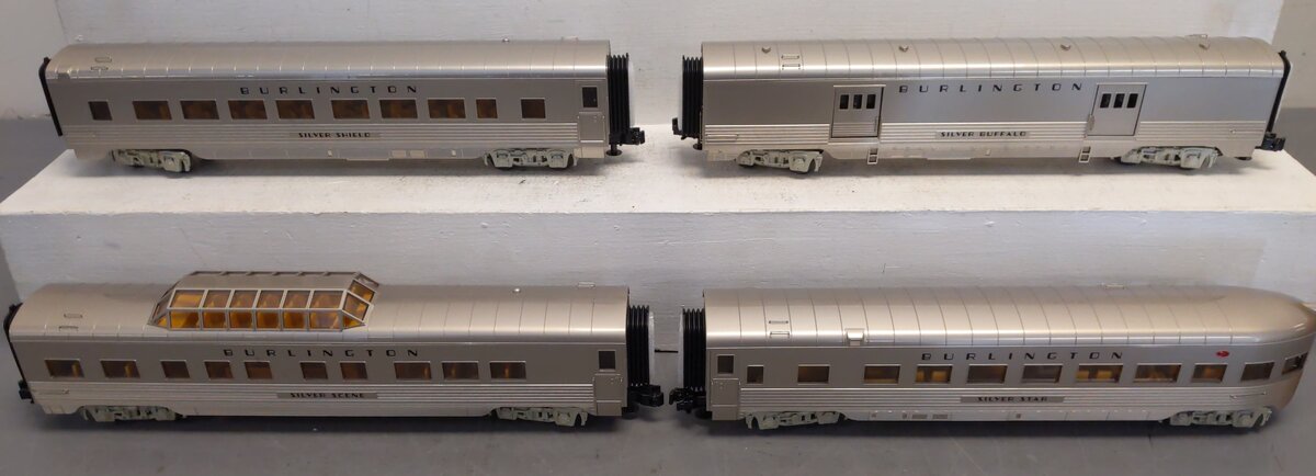 MTH 30-68225 O Burlington 4-Car 60' Streamlined Passenger Set LN/Box