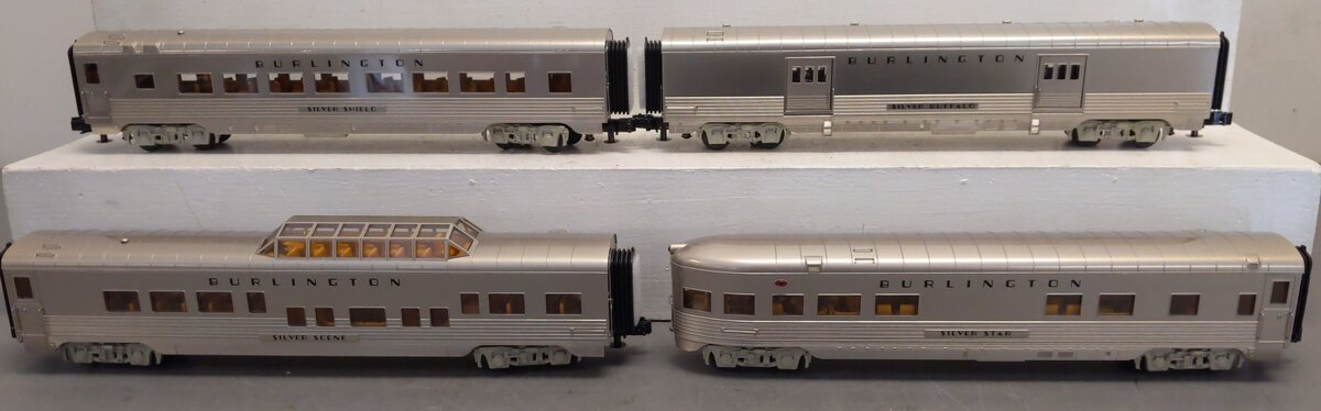 MTH 30-68225 O Burlington 4-Car 60' Streamlined Passenger Set LN/Box