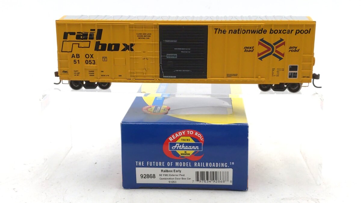 Athearn 92868 HO Railbox 50' FMC Exterior Post Combination Door Box Car #51053 LN/Box