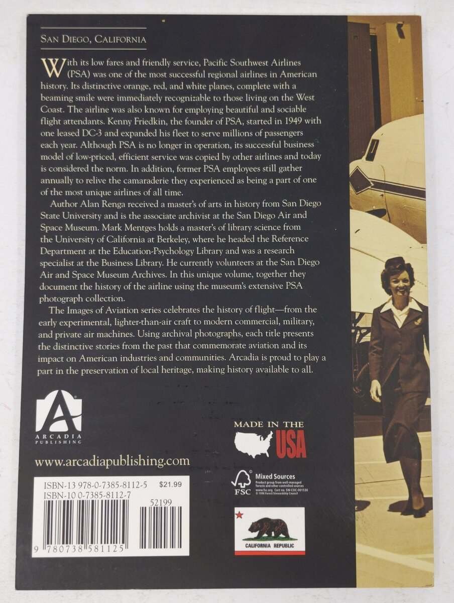 Pacific Southwest Airlines Paperback Book By Alan Renga, Mark E. Mentges EX