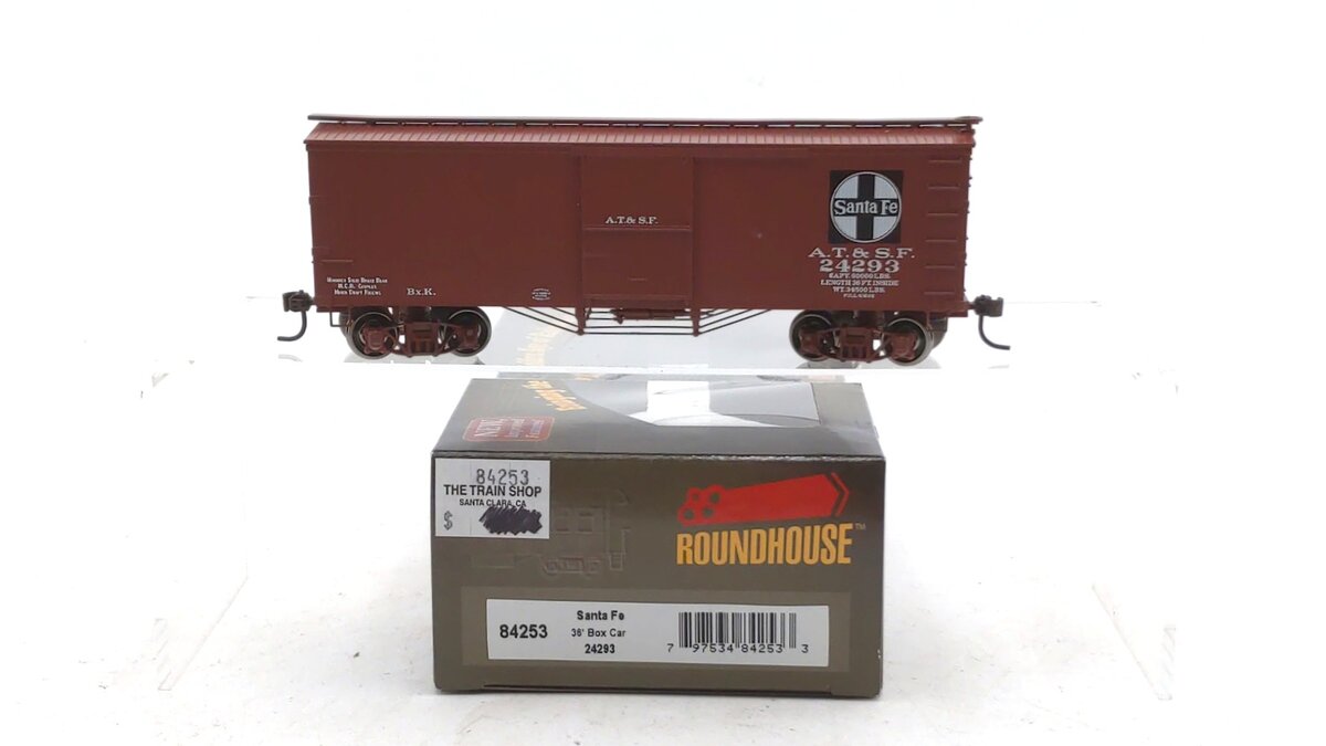 Roundhouse 84253 HO Scale Santa Fe 36' Old Time Wood Box Car #24293