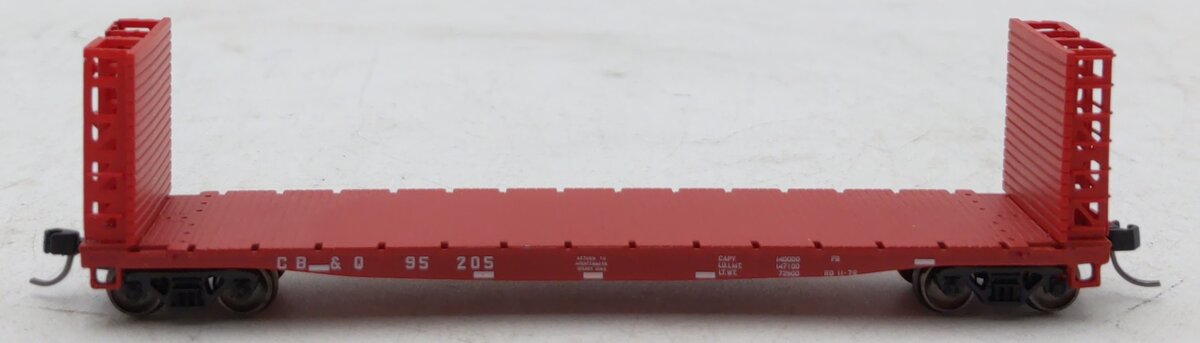 Atlas 50005792 N CB&Q RTR 48' GSI Bulkhead Flat Car #95205