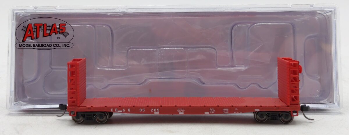 Atlas 50005792 N CB&Q RTR 48' GSI Bulkhead Flat Car #95205