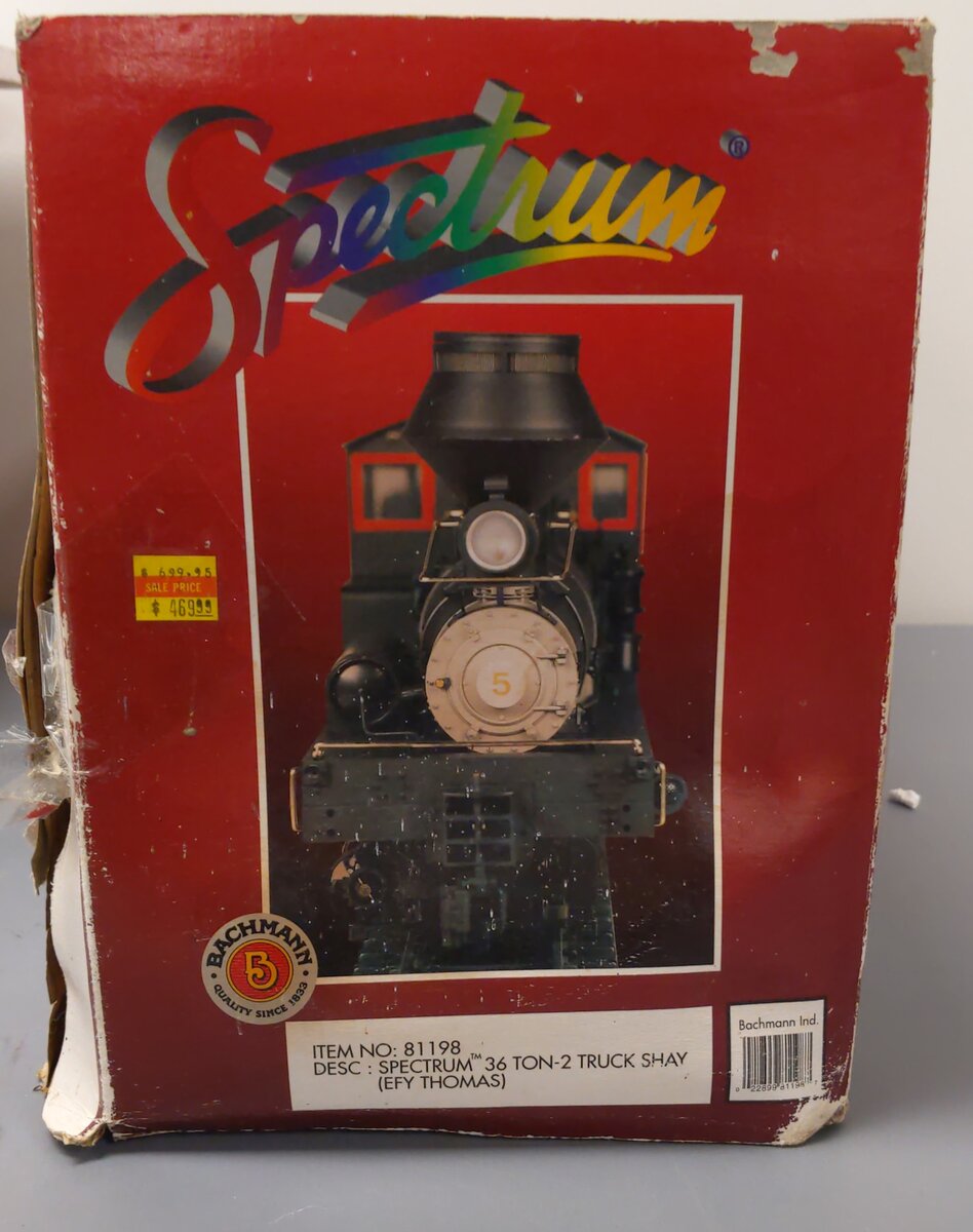 Bachmann 81198 G Ely Thomas 36-Ton Two-Truck Shay Steam Locomotive #5 VG/Box