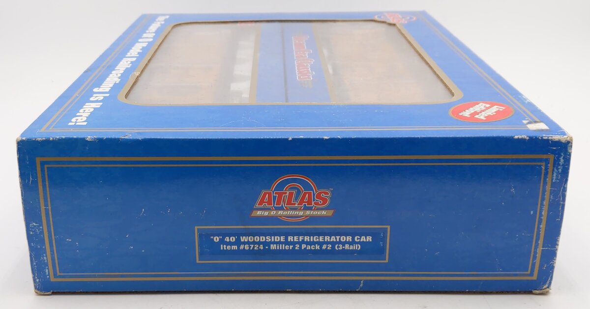 Atlas 6724 O Miller 40' Woodside Reefer #2 3-Rail (Pack of 2) LN/Box