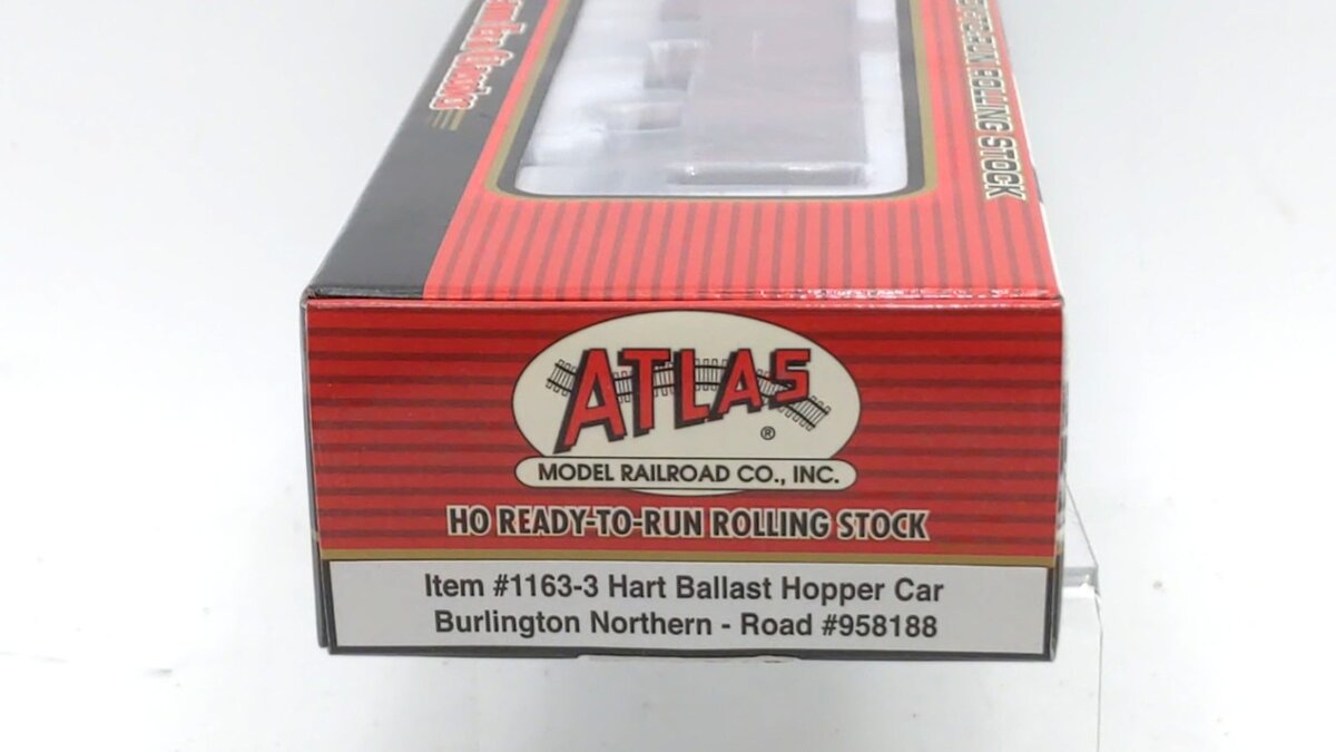 Atlas 1163-3 HO Scale Burlington Northern 70 Ton Hart Ballast Hopper #958188 NIB
