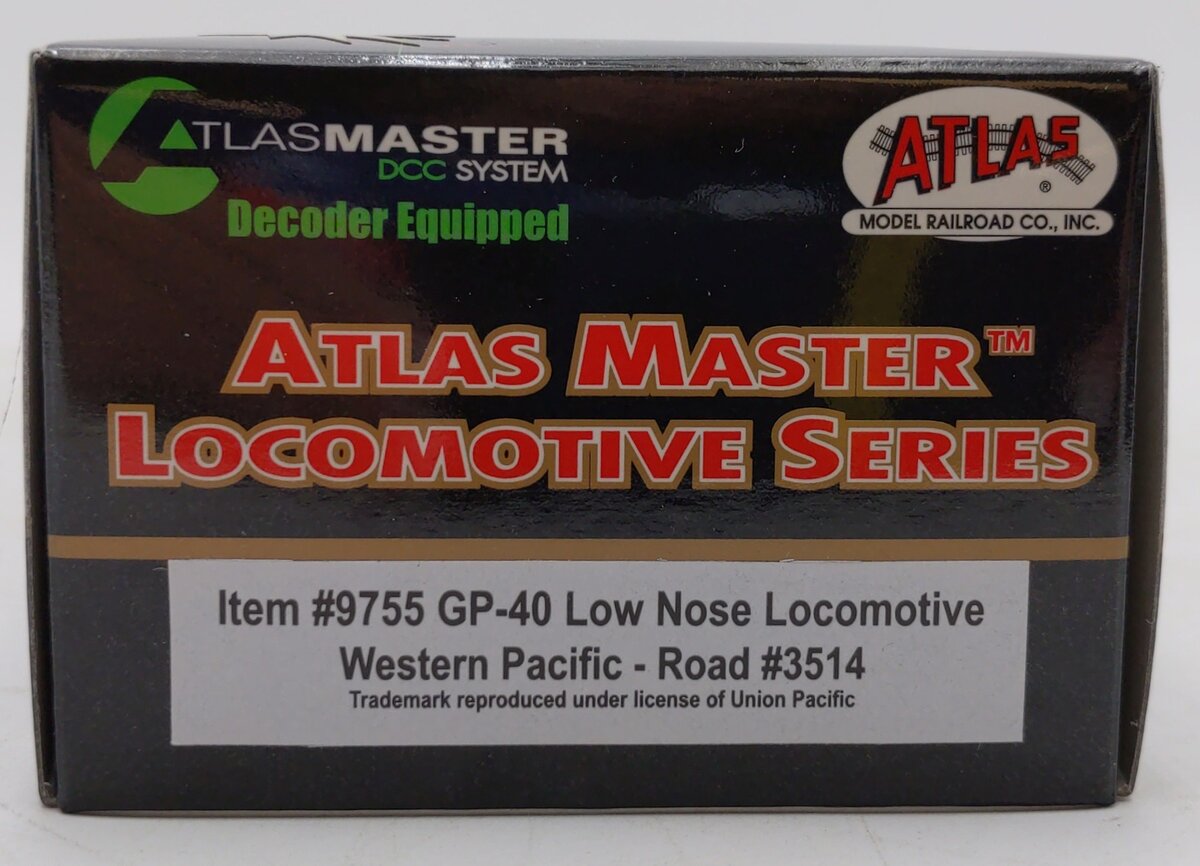 Atlas 9755 HO Western Pacific GP-40 Low Nose Locomotive Road # 3514