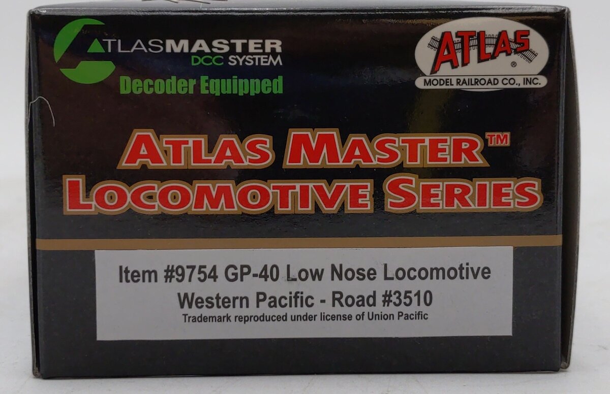 Atlas 9754 HO Western Pacific GP-40 Low Nose Locomotive Road #3510