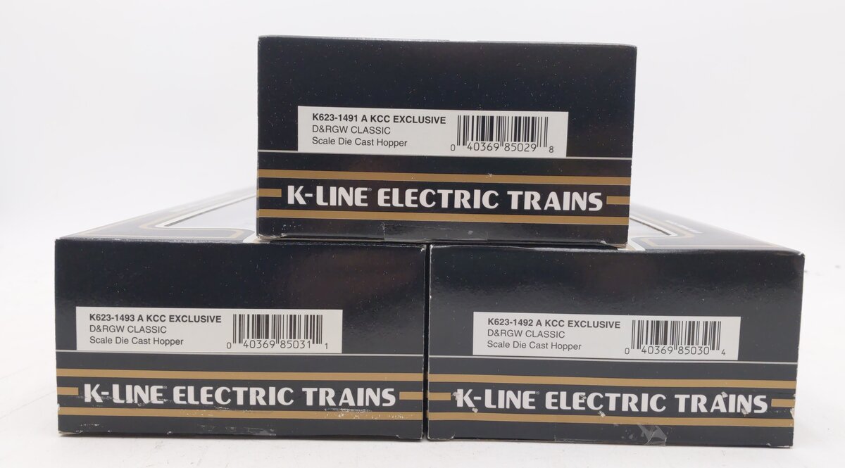 K-Line K623-1491A Rio Grande 4-Bay Die-Cast Hopper (Pack of 3) LN/Box