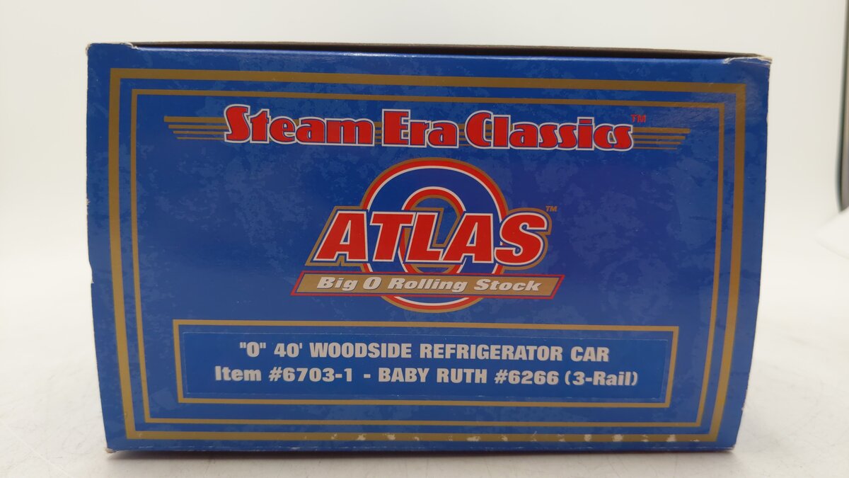 Atlas 6703-1 O Gauge NADX Baby Ruth 40' Woodside Reefer Car #6266 (3-Rail) LN/Box