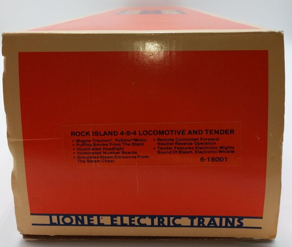 Lionel 6-18001 O Gauge Rock Island 4-8-4 Steam Locomotive & Tender #5100 EX/Box