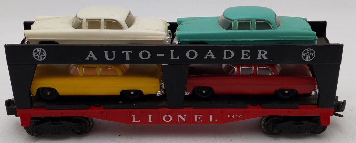 Lionel 6414 Vintage O Gauge Postwar Evans Autoloader with 4 Automobiles VG