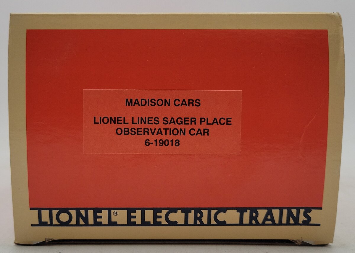 Lionel 6-19018 O Gauge Lionel Lines 'Sager Place' Observation Car #9018 EX/Box
