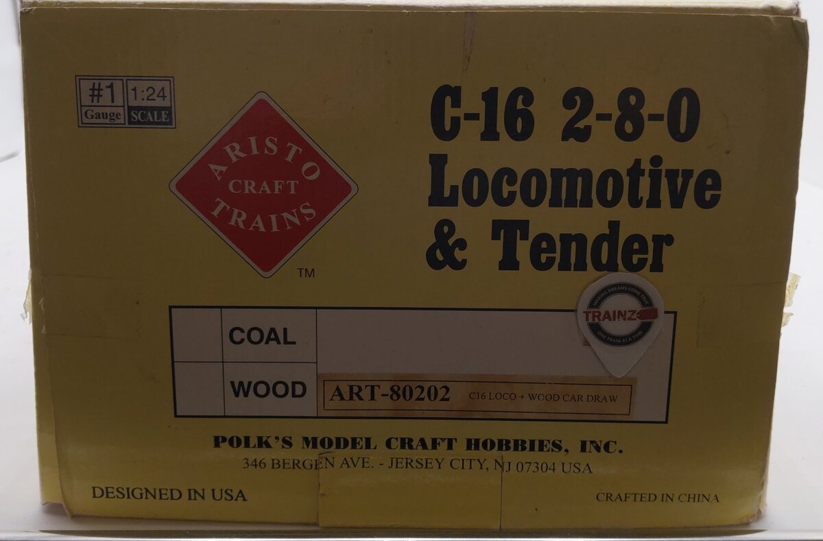 Aristo-Craft 80202 D&RGW C-16 2-8-0 Steam Locomotive & Tender #270/Box