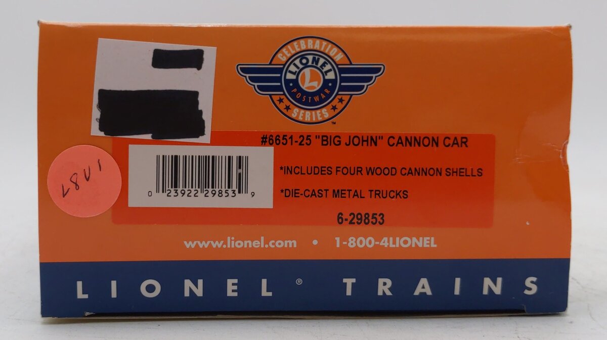 Lionel 6-29853 O Gauge PWC US Marines Big John Cannon Car #6651 NIB