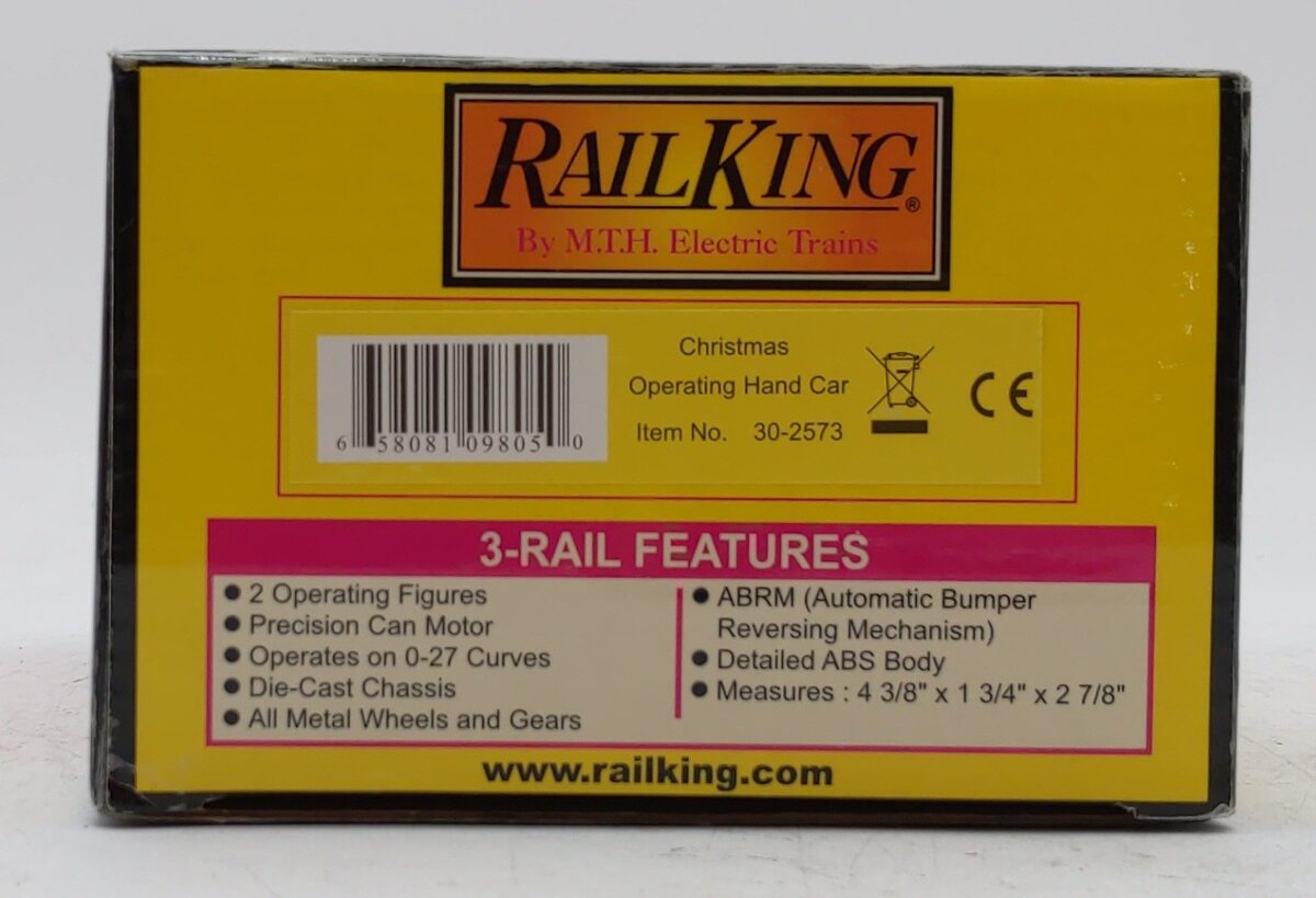 MTH 30-2573 O Christmas Operating Hand Car LN/Box